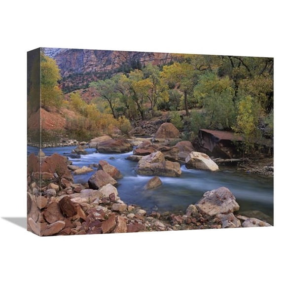 12 x 16 in. Virgin River Flowing Through Canyon in Autumn, Zion National Park, Utah Art Print - Tim Fitzharris
