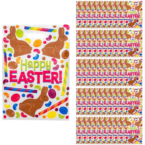 12" x 17" Bulk Easter Candy Plastic Goody Bags for 50