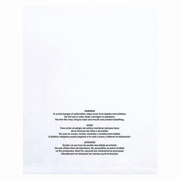 Box Partners Flat Suffocation Warning Bags 12" x 18" Clear 100/Case PBM12181100