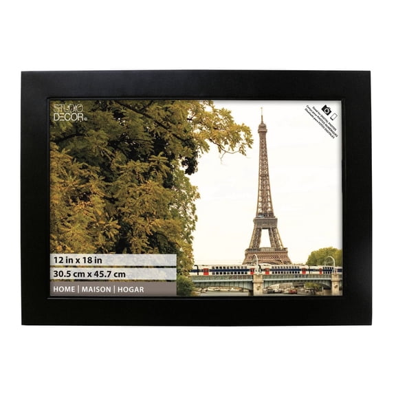 Studio Decor 12" x 18" Black Home Studio Frame - Includes Pre-attached Hanging Hardware, Horizontal or Vertical Display - 1 Pack