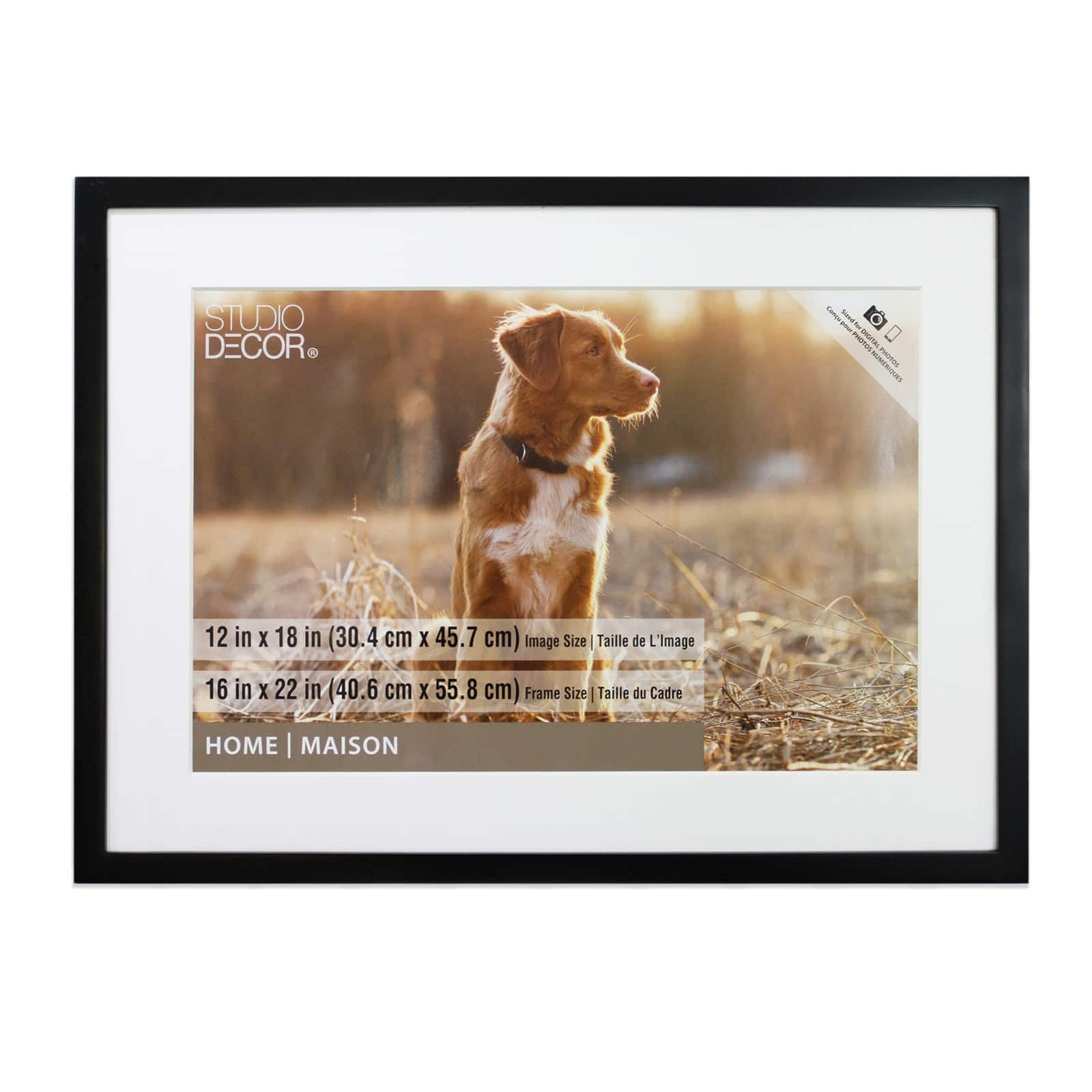 Studio Decor 12" x 18" Black Home Tyler Frame - Includes Pre-attached Hanging Hardware, Horizontal or Vertical Display - 1 Pack