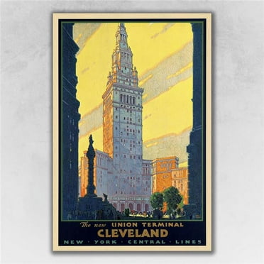 12" x 18" Cleveland Union Terminal Vintage Travel Poster Wall Art