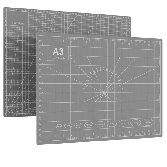 Cutting Mat, 17x11 Inch Self Healing Cutting Mat Pad, Double Sided A3 Size Craft Cutting Pad, Non Slip Art Cutting Mat with Grid Ruler for DIY Craft Sewing
