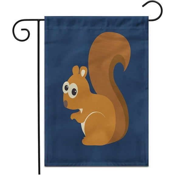 12"x 18" Garden Flag Brown Cartoon of Funny Squirrel on Blue Chipmunk Adorable Outdoor Double Sided Decorative House Yard Flags