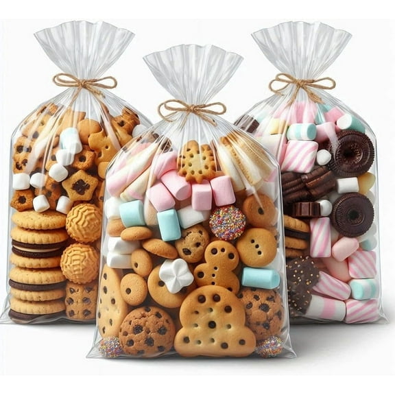 12 x 18 Inch Cellophane Bags, 100 Pack Clear Treat Bags For Basket Wrapping & Food Storage