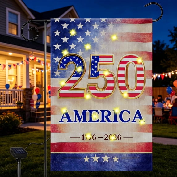 12 x 18 Inches Lighted 4th of July Garden Flag – Double-Sided 250th ...