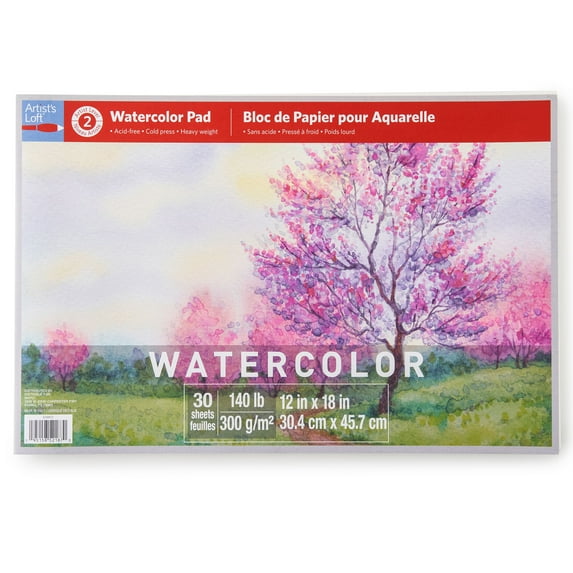 12" x 18" Level 2 Watercolor Pad by Artist's Loft - Heavyweight and Acid Free Paper for Watercolor - Gouache - and Acrylic - 1 Pack