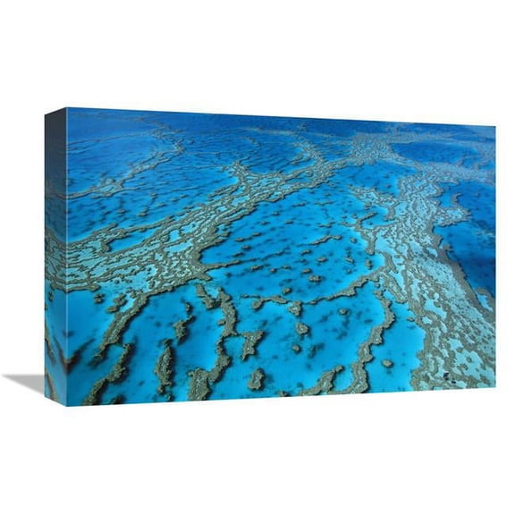 12 x 18 in. Aerial View of Coral Formations in Hardy Reef, Great Barrier Reef, Queensland, Australia Art Print - Jean-Paul Ferrero