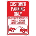 thumbnail image 1 of 12 x 18 in. Aluminum Sign - Customer Parking Only Unauthorized Vehicles Towed At Owner Expense with Graphic, 1 of 1