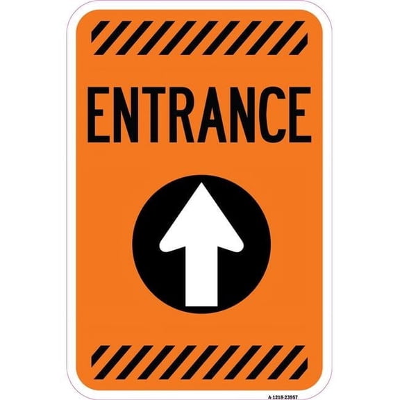 12 x 18 in. Aluminum Sign - Flex Post Entrance with Straight Ahead Arrow Decal Only for Flex Paddle