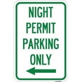thumbnail image 1 of 12 x 18 in. Aluminum Sign - Night Permit Parking Only with Left Arrow, 1 of 1