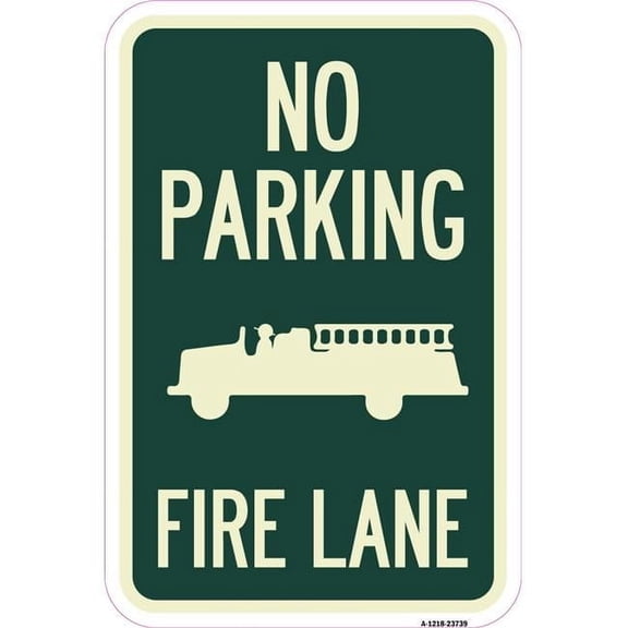 12 x 18 in. Aluminum Sign - No Parking Fire Lane with Fire Truck Symbol