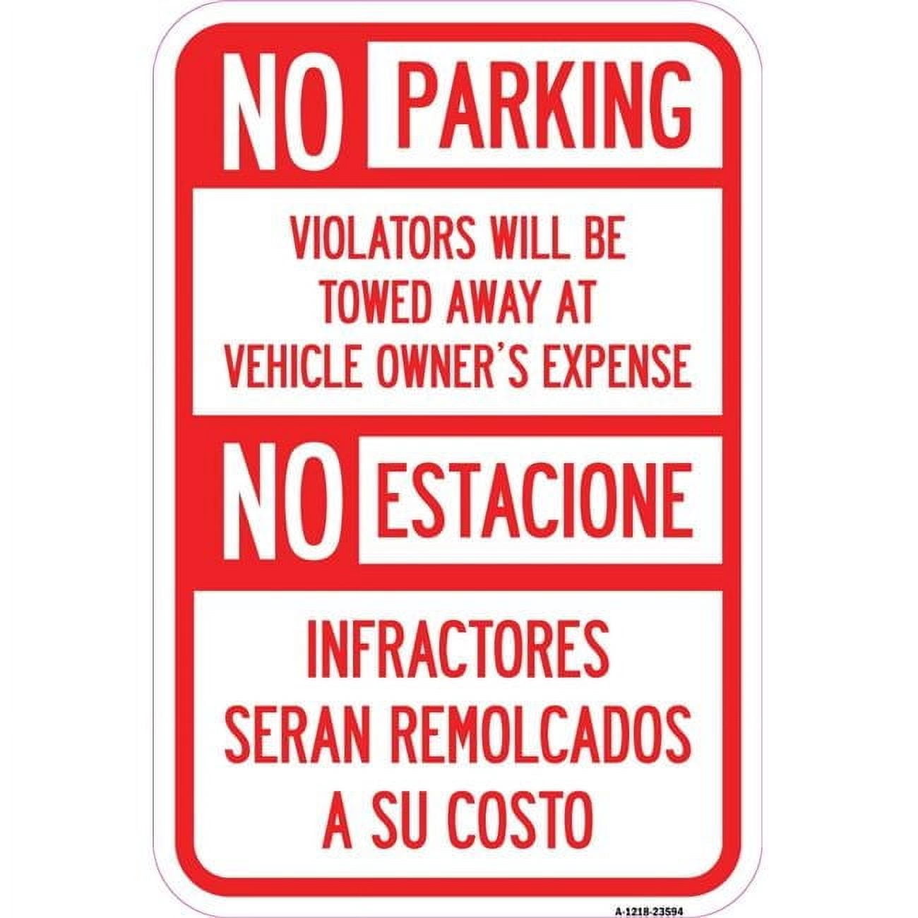 12 x 18 in. Aluminum Sign - No Parking Violators Will Be Towed Away At ...