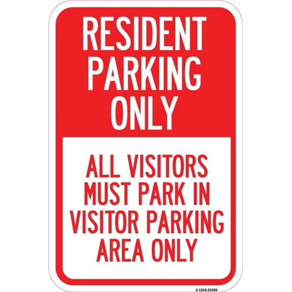 12 x 18 in. Aluminum Sign - Parking Sign Resident Parking Only All ...