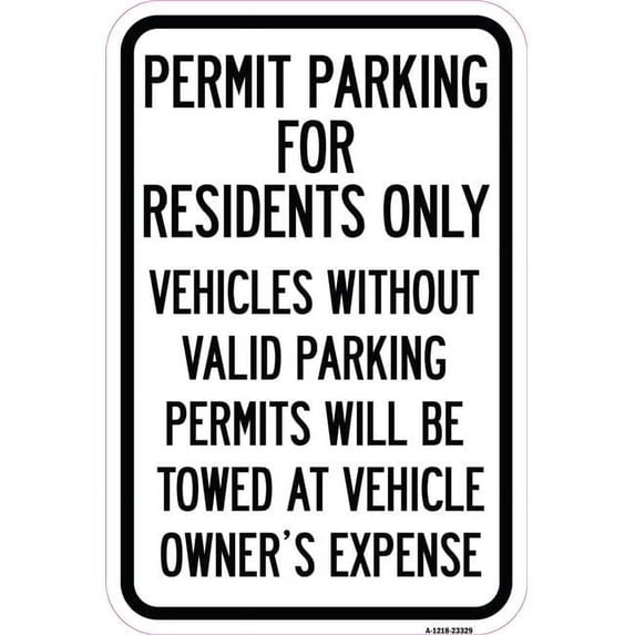 12 x 18 in. Aluminum Sign - Permit Parking for Residents Only Vehicles ...