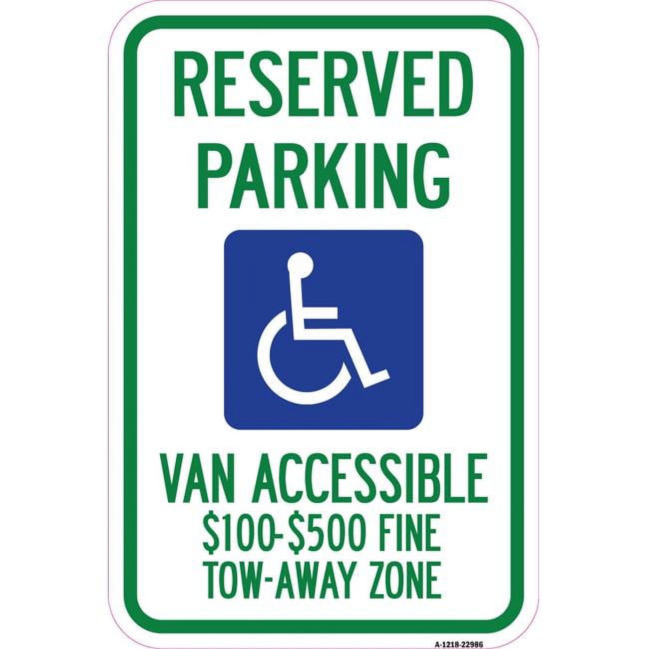 Parkplatzschild Reserved Parking Van Accessible - Reflektierend, 30,5x45,7 Cm, Alu