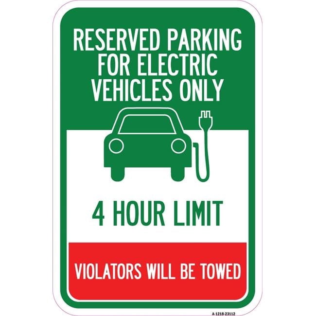 12 x 18 in. Aluminum Sign - Reserved Parking for Electric Vehicles Only ...