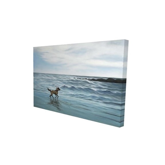 12 x 18 in. Dog on the Beach-Print on Canvas