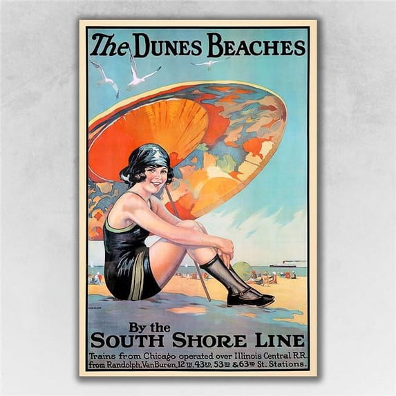 12 x 18 in. Dunes Beaches c1920s Vintage Travel Poster Multi Color Wall Art