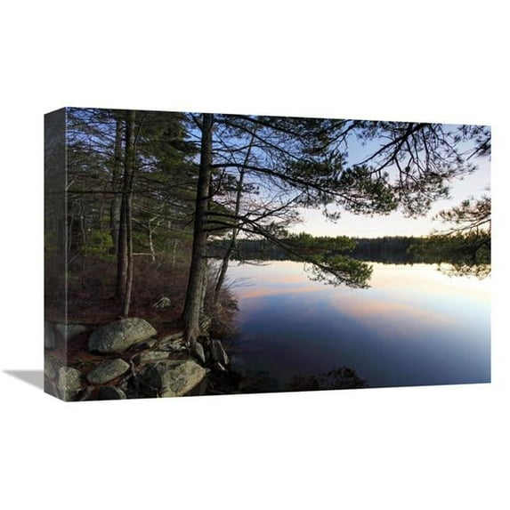 12 x 18 in. Forest Along Lake Shore at Sunset, Kejimkujik National Park, Nova Scotia, Canada Art Print - Scott Leslie