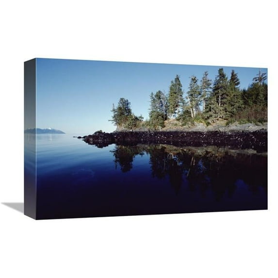 12 x 18 in. High Tide Mark Shows Oil Spilled by Exxon Valdez, Prince William Sound, Alaska Art Print - Flip Nicklin