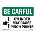 thumbnail image 1 of 12 x 18 in. OSHA Be Careful Sign - Cylinder May Cause Pinch Points with Symbol, 1 of 1