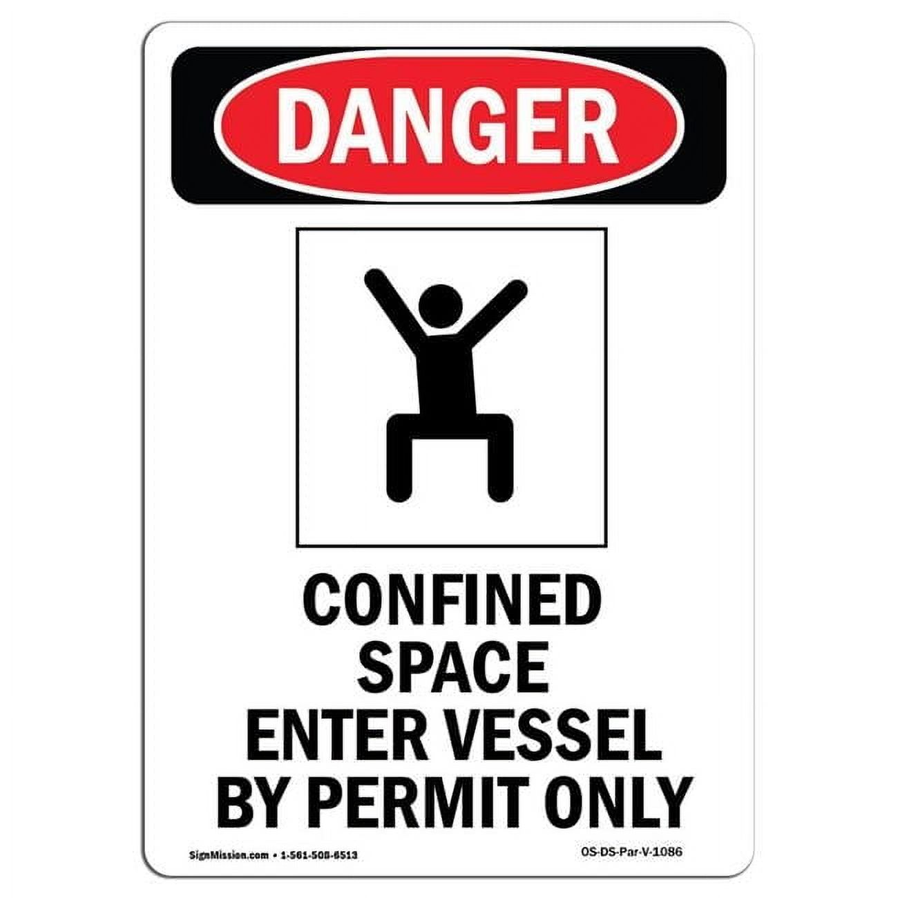 12 x 18 in. OSHA Danger Sign - Confined Space Enter - Walmart.com