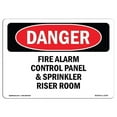 thumbnail image 1 of 12 x 18 in. OSHA Danger Sign - Fire Alarm Control Panel & Sprinkler Riser Room, 1 of 1