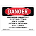 thumbnail image 1 of 12 x 18 in. OSHA Danger Sign - Flammable or Explosive Static Spark Could, 1 of 1