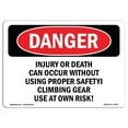 thumbnail image 1 of 12 x 18 in. OSHA Danger Sign - Injury or Death Can Occur without Using, 1 of 1