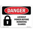 thumbnail image 1 of 12 x 18 in. OSHA Danger Sign - Lockout Power Before Removing Guards, 1 of 1