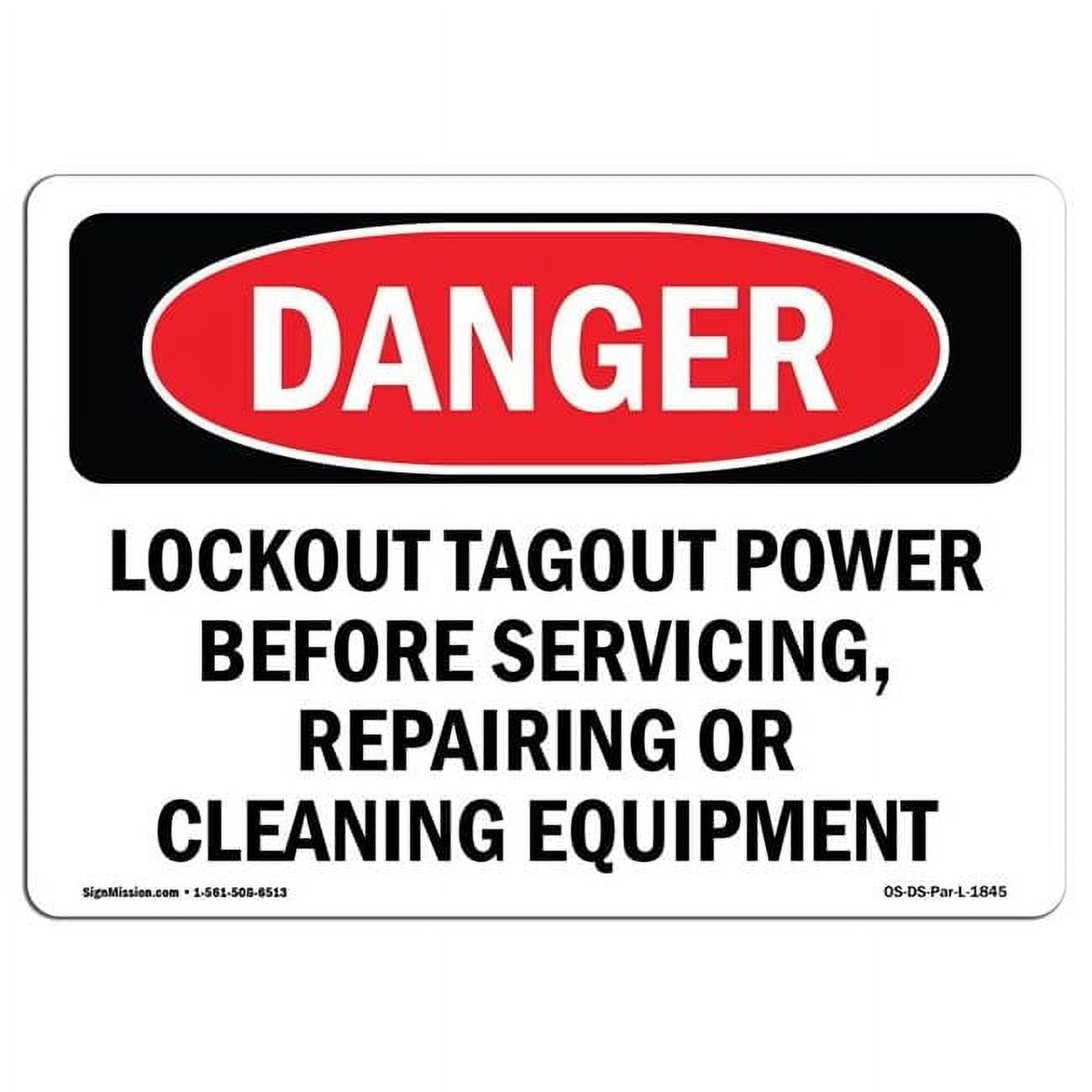 12 x 18 in. OSHA Danger Sign - Lockout Tagout Power Servicing Repairing ...