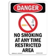 thumbnail image 1 of 12 x 18 in. OSHA Danger Sign - No Smoking At Any Time, 1 of 1