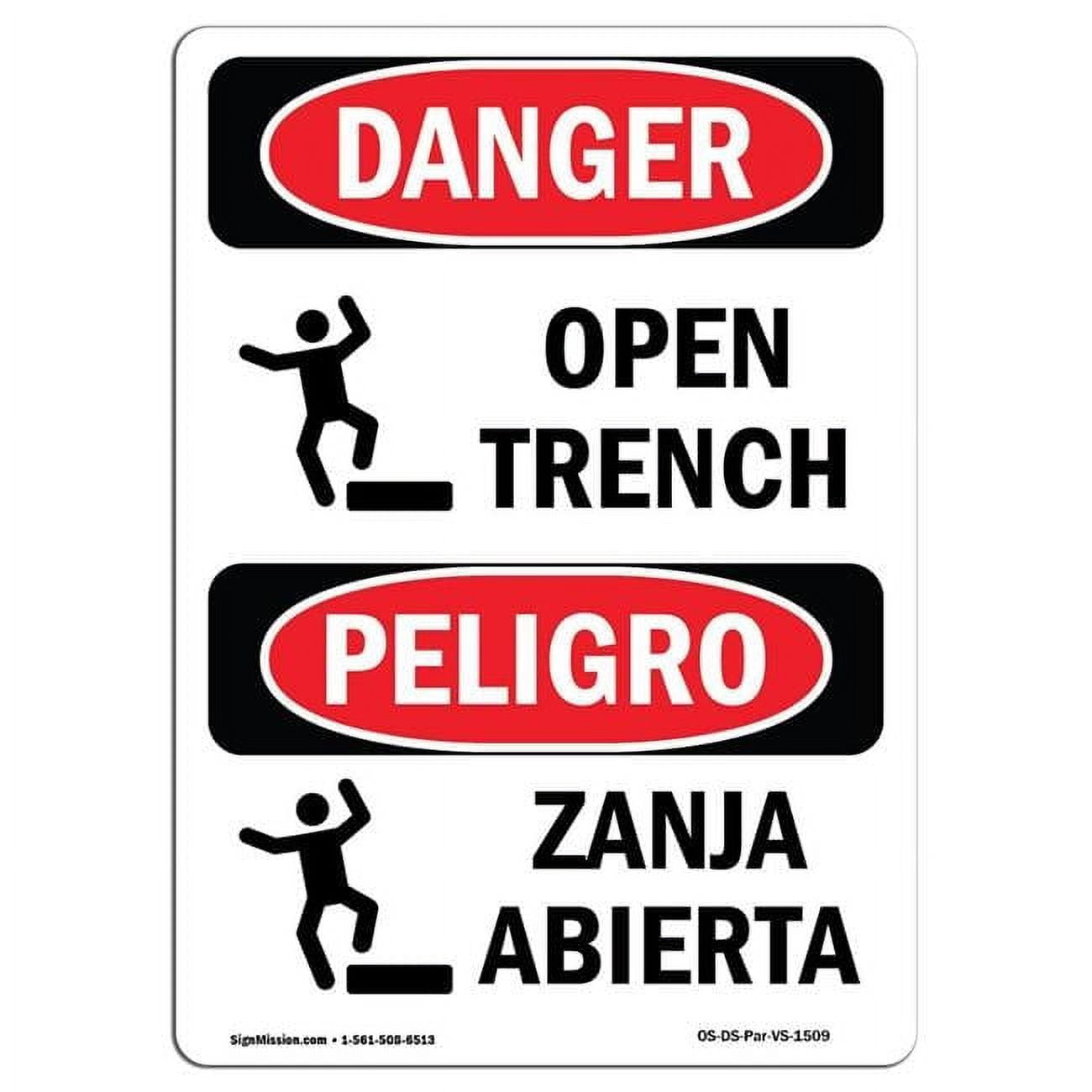 12 x 18 in. OSHA Danger Sign - Open Trench - Walmart.com