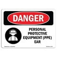 thumbnail image 1 of 12 x 18 in. OSHA Danger Sign - Personal Protective Equipment Ear, 1 of 1