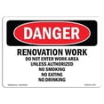 thumbnail image 1 of 12 x 18 in. OSHA Danger Sign - Renovation Work Do Not Enter Work Area, 1 of 1