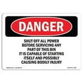 thumbnail image 1 of 12 x 18 in. OSHA Danger Sign - Shut Off All Power Before Servicing Any, 1 of 1