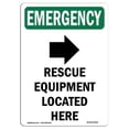 thumbnail image 1 of 12 x 18 in. OSHA Emergency Sign - Rescue Equipment Located Here with Symbol, 1 of 1