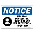 thumbnail image 1 of 12 x 18 in. OSHA Notice Sign - Hearing Protection, Hard Hat, 1 of 1