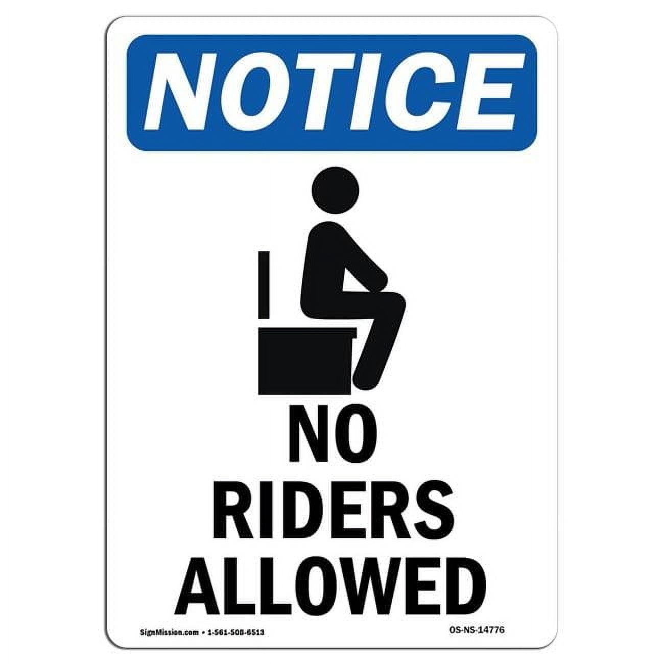 12 x 18 in. OSHA Notice Sign - No Riders Allowed - Walmart.com