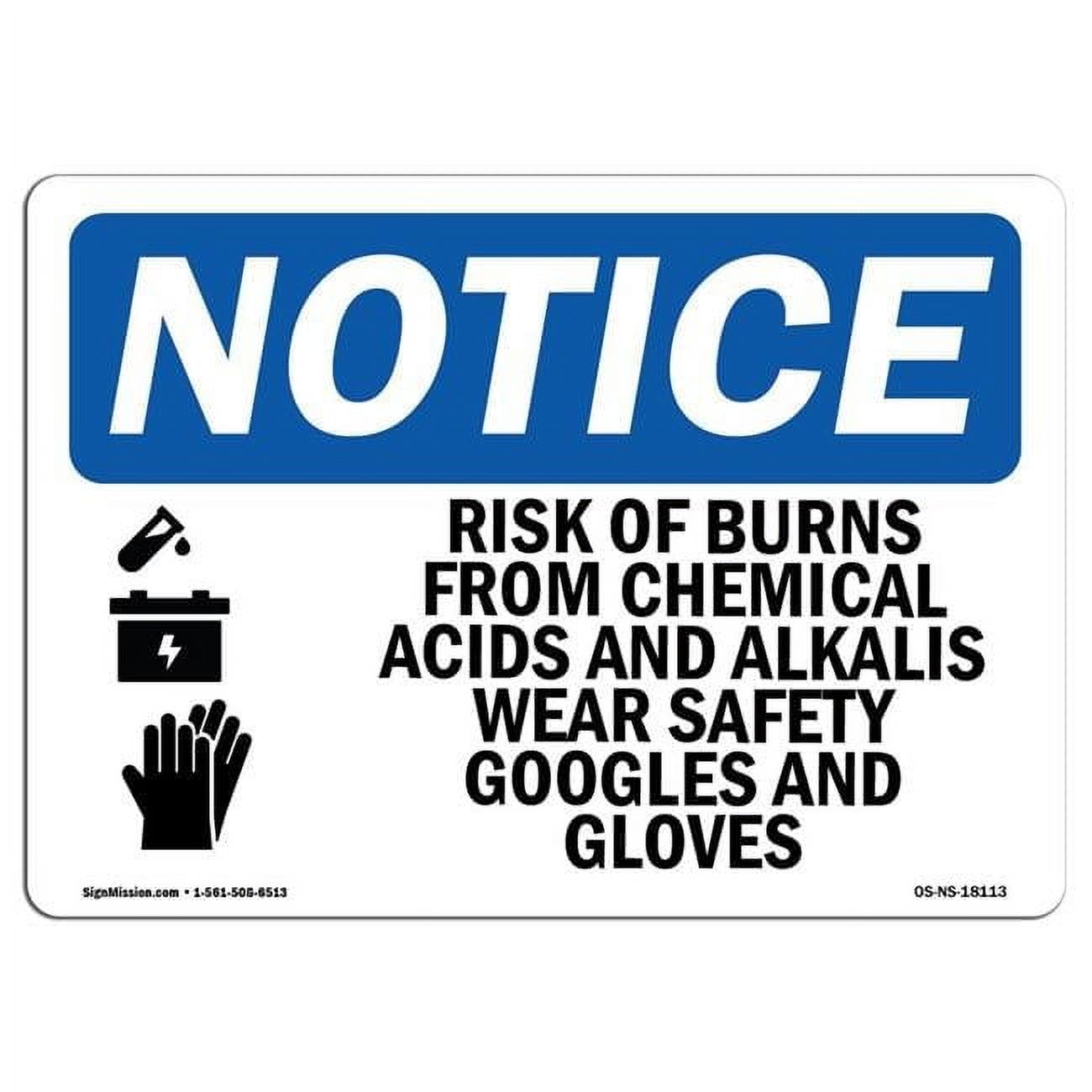 12 x 18 in. OSHA Notice Sign - Risk of Burns From Chemical - Walmart.com