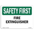 thumbnail image 1 of 12 x 18 in. OSHA Safety First Sign - Fire Extinguisher, 1 of 1