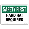 thumbnail image 1 of 12 x 18 in. OSHA Safety First Sign - Hard Hat Required, 1 of 1