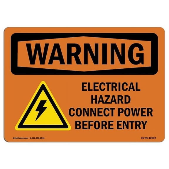 12 x 18 in. OSHA Warning Sign - Electrical Hazard Disconnect with Symbol