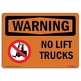 thumbnail image 1 of 12 x 18 in. OSHA Warning Sign - No Lift Trucks with Symbol, 1 of 1