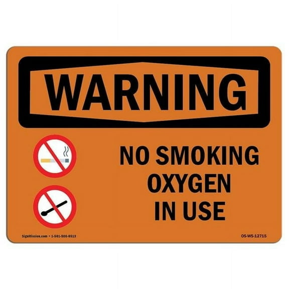 12 x 18 in. OSHA Warning Sign - No Smoking Oxygen in Use