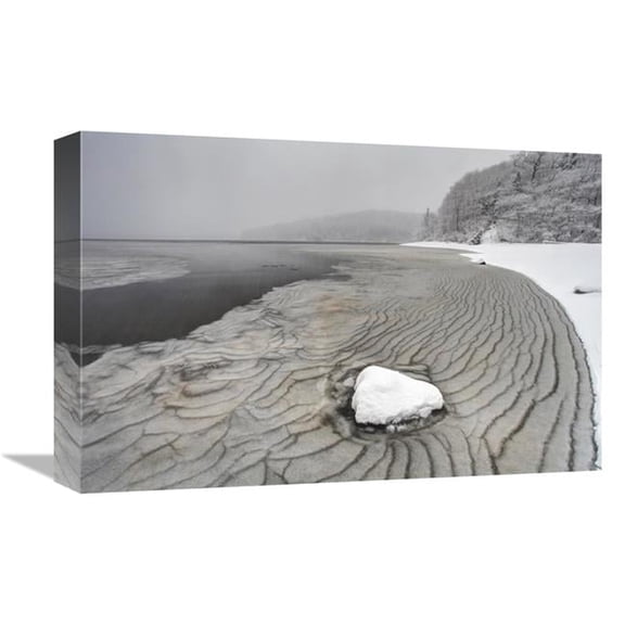 12 x 18 in. Pleated Ice Along Lake Shore in Winter, Nova Scotia, Canada Art Print - Scott Leslie