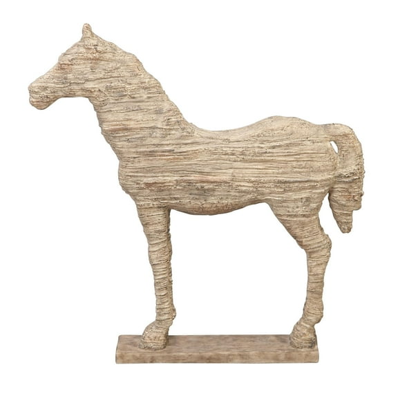 12" x 19" Beige Polystone Horse Sculpture, by DecMode