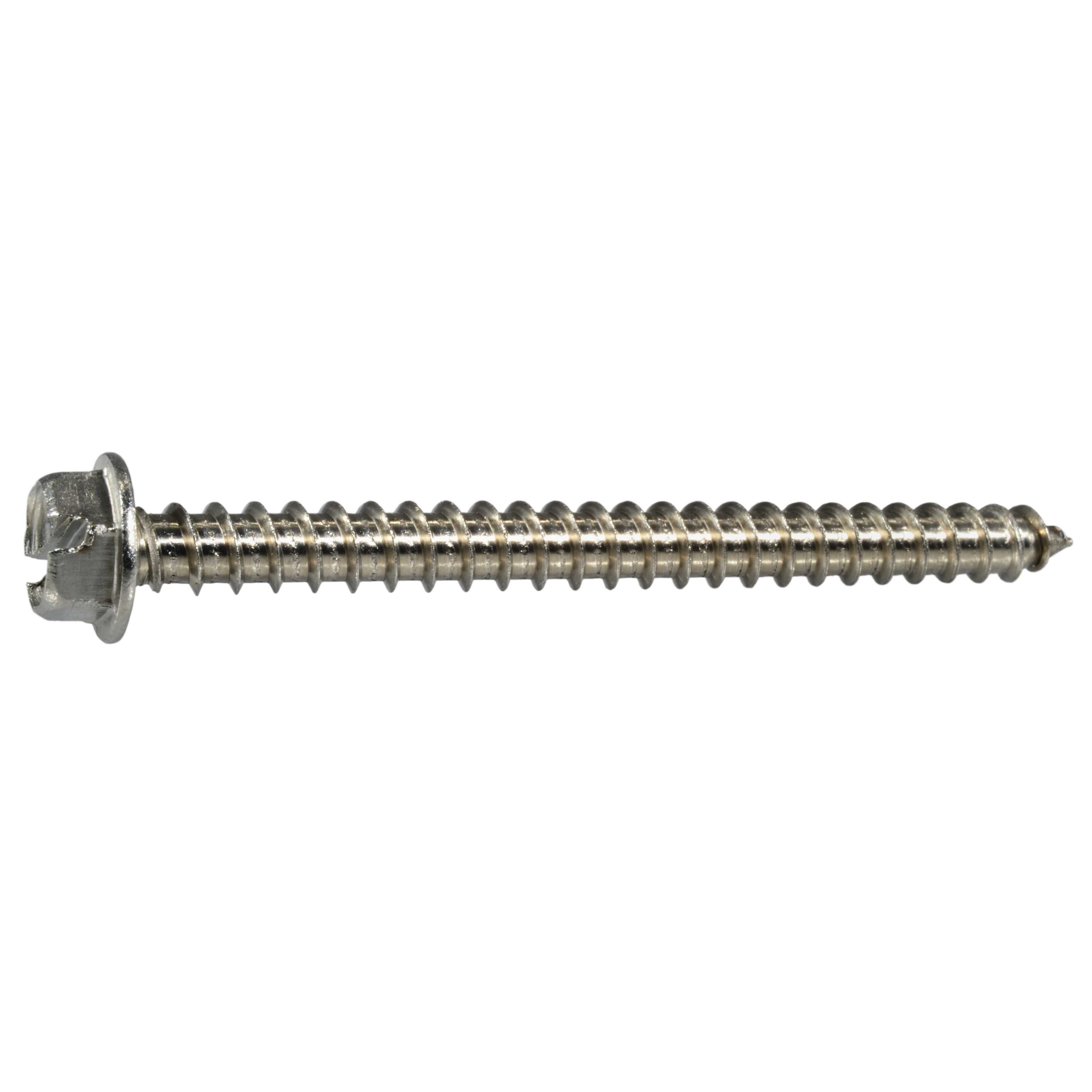 #12 x 2-1/2" 18-8 Stainless Slotted Hex Head Sheet Metal Screws (50 pcs.)