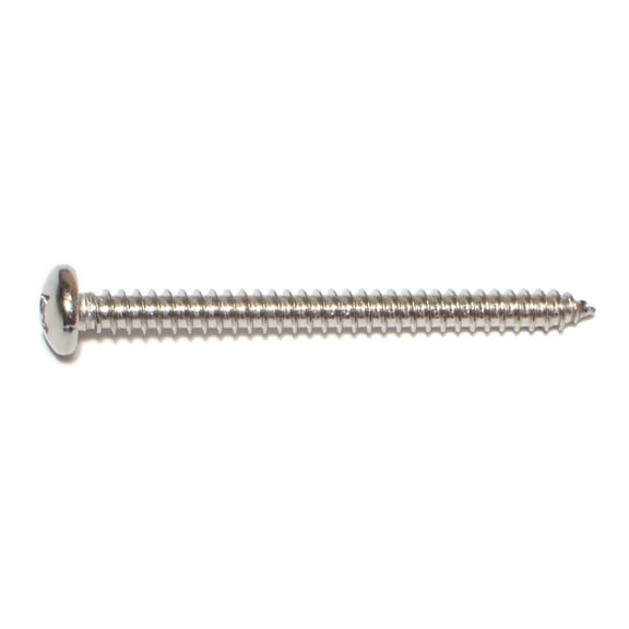 #12 x 2-1/2" 18-8 Stainless Steel Phillips Pan Head Sheet Metal Screws SMSPSS-433